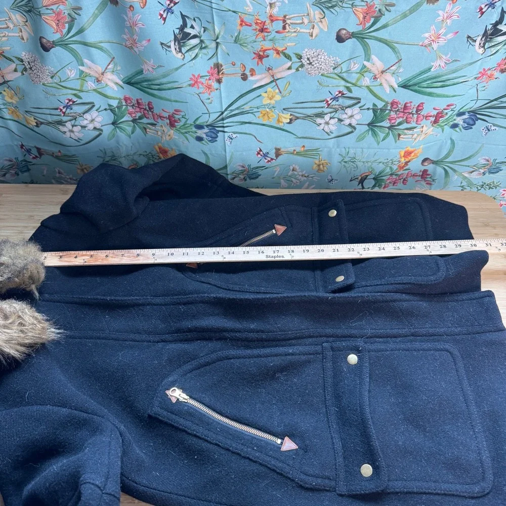 J.Crew Chateau Parka Italian Stadium-Cloth Wool Black Hooded Coat J5488 Women 10 - Picture 10 of 16